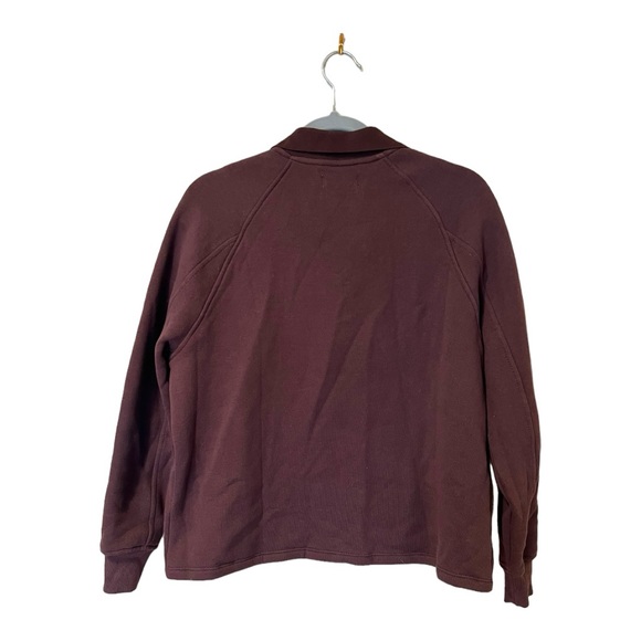 Madewell Betterterry Polo Sweatshirt in Chocolate Raisin (XXS) - Picture 7 of 13